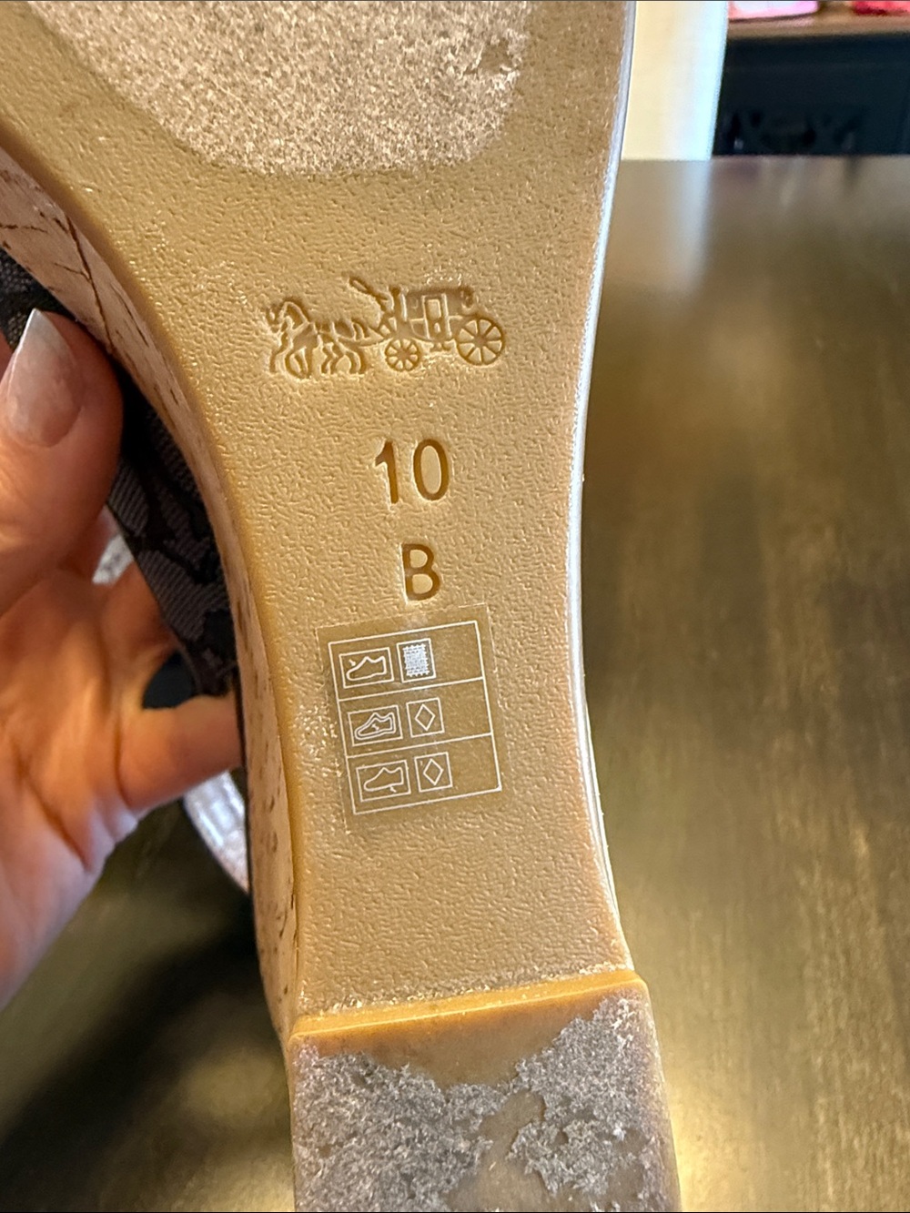 Coach Black Signature Peep-Toe Cork Wedge Sandals - Picture 6 of 6